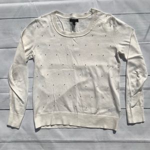 Cream Sweater with Gold Beads